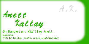 anett kallay business card